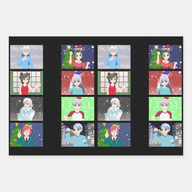 Papier papier d'emballage Noël/Vacances style Anim (Devant)