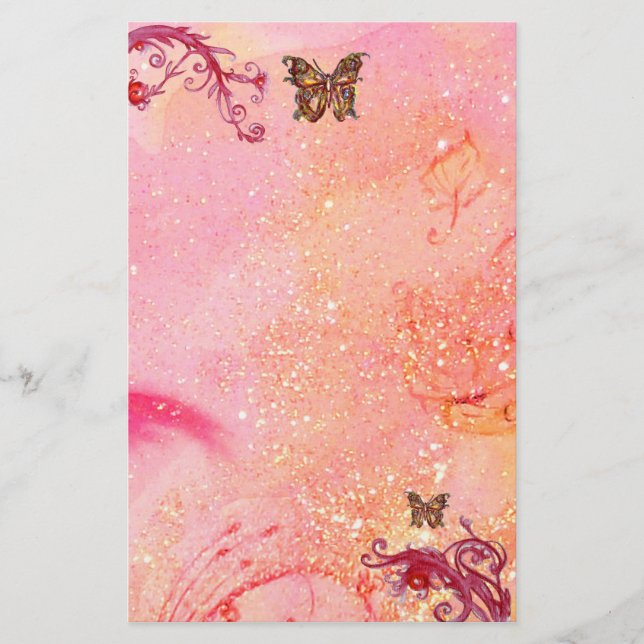 Papier PAPILLON À PAILLETTES 2, rouge rose (Devant)