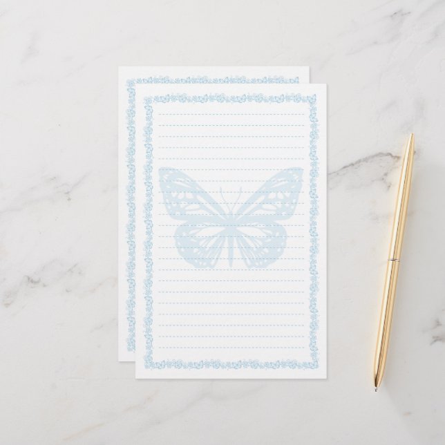Papier papillon bleu (Devant/Arrière en situation)