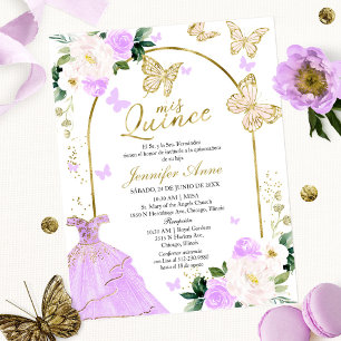 Papier Papillon Budget espagnol Quinceanera Invitations