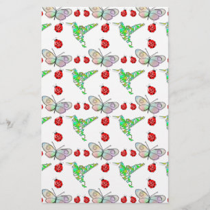 Papier Papillon, colibri et Motif de coccinelle