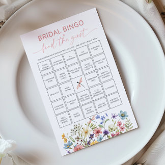 Papier Papillon Fleur Sauvage Bingo de mariage trouve l'i