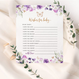 Papier papillon fleur sauvage en or violet souhaits pour 