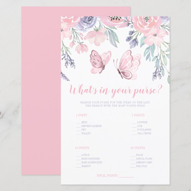 Papier Papillon floral rose pourpre Qu'y a-t-il dans votr (Devant / Derrière)