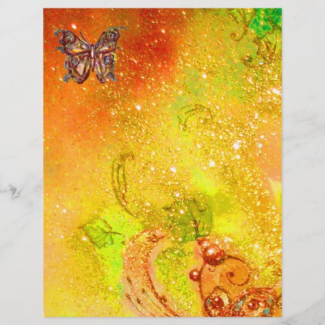 PAPIER PAPILLON MAGIQUE EN PAILLETTES D'OR (Devant)