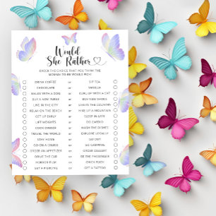 Papier Papillon / Préfèrerait-Elle Bébé Shower Jeu