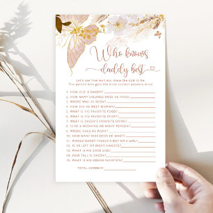 Papier Papillon Qui connaît papa meilleur baby shower jeu