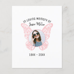Papier Papillon rose   Budget Photo Memorial Invitation