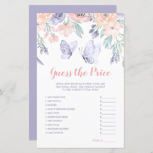 Papier Papillon rose violet Floral Devinez le jeu du prix