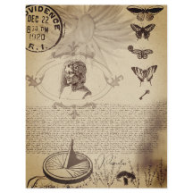 Papier papillon vintage Timbre vieux Sepia papier