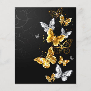 Papier Papillons blancs et dorés