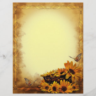 Papier Papillons et tournesols stationnaires