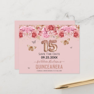 Papier Papillons floraux Quinceañera rose Enregistrer la 