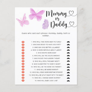Papier Papillons - maman ou papa jeu de baby shower