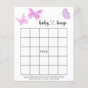 Papier Papillons Simples - Jeu de bingo pour baby shower