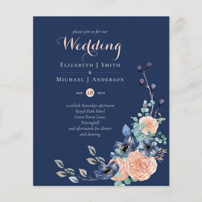 Papier Paradise Marine Coral Floral Mariage Invitations (Devant)