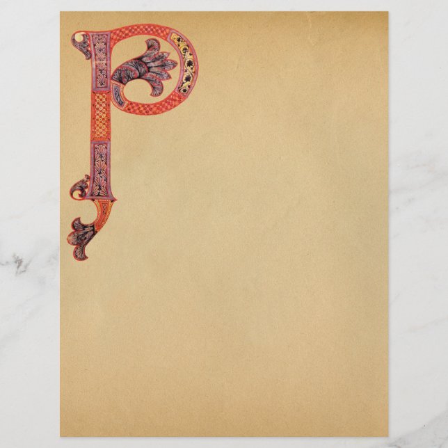 PAPIER PARCHEMENT DE MONOGRAMME P CELTIQUE (Devant)