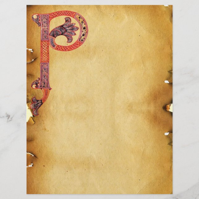 PAPIER PARCHEMENT DE MONOGRAMME P CELTIQUE (Devant)