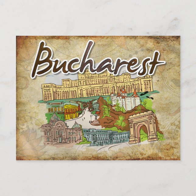 Papier Parchemin Bucarest Carte postale de voyage (Devant)