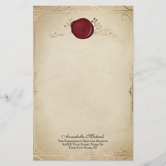Papier Parchemin médiéval et sceau de cire (Devant)