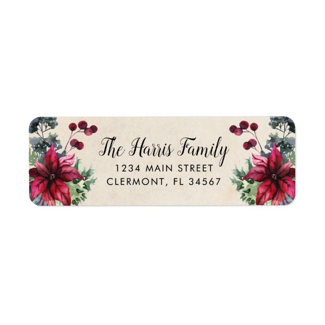 Papier Parchemin Rouge Poinsettia Holly Berries Ét (Devant)