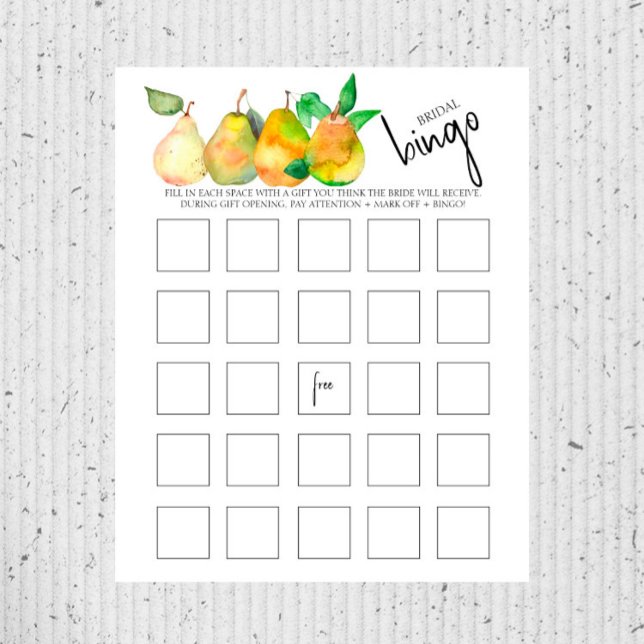 Papier Parfait Poire - Jeu de Bingo pour Mariage/Enterrem (Créateur téléchargé)