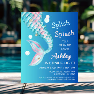 Papier Parti de la sirène Invitation d'anniversaire