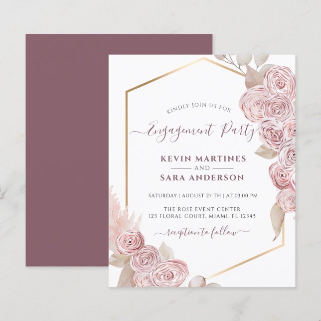 Papier Parti de l'engagement budgétaire Bohemian rose Flo (Devant / Derrière)