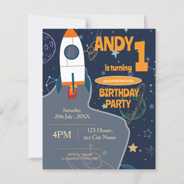 Papier Partie d'anniversaire de l'espace extra-atmosphéri (Devant)