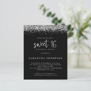 Papier Parties scintillant argent budget Sweet 16 Black I