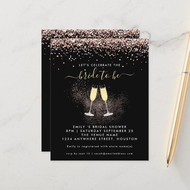 Papier Parties scintillant Budget Champagne Bridal Showba (Devant/Arrière en situation)