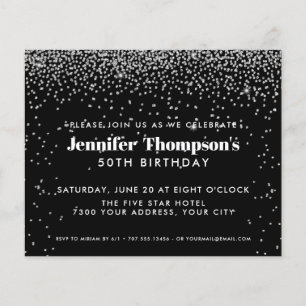 Papier Parties scintillant Confetti en argent noir 50e an