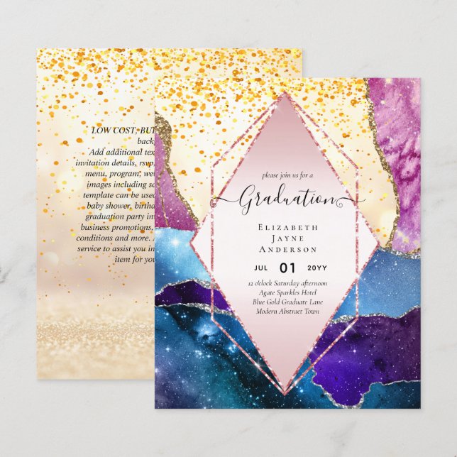 Papier Parties scintillant d'agaite DIPLÔME Invitations G (Devant / Derrière)