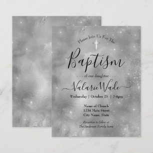 Papier Parties scintillant d'argent Baptême Budget Invita