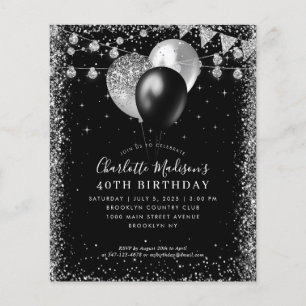 Papier Parties scintillant d'argent noir budget ballons l