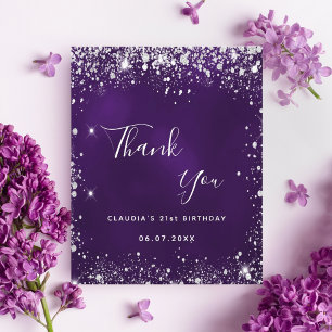 Papier Parties scintillant d'argent violet brillant merci