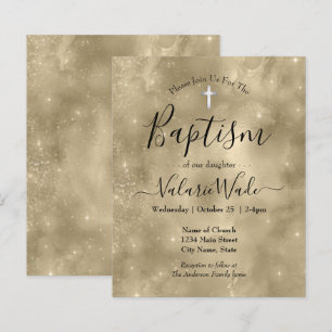 Papier Parties scintillant d'or Baptême Invitations budgé