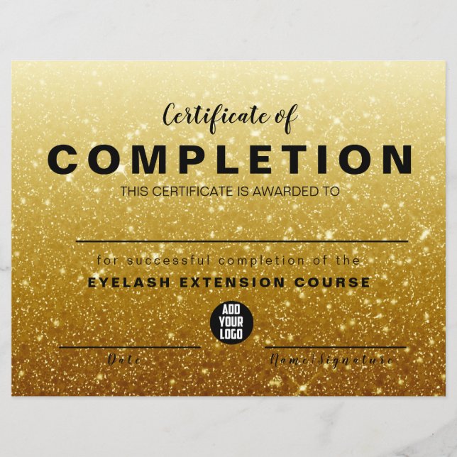 Papier Parties scintillant d'or moderne certificat d'achè (Devant)