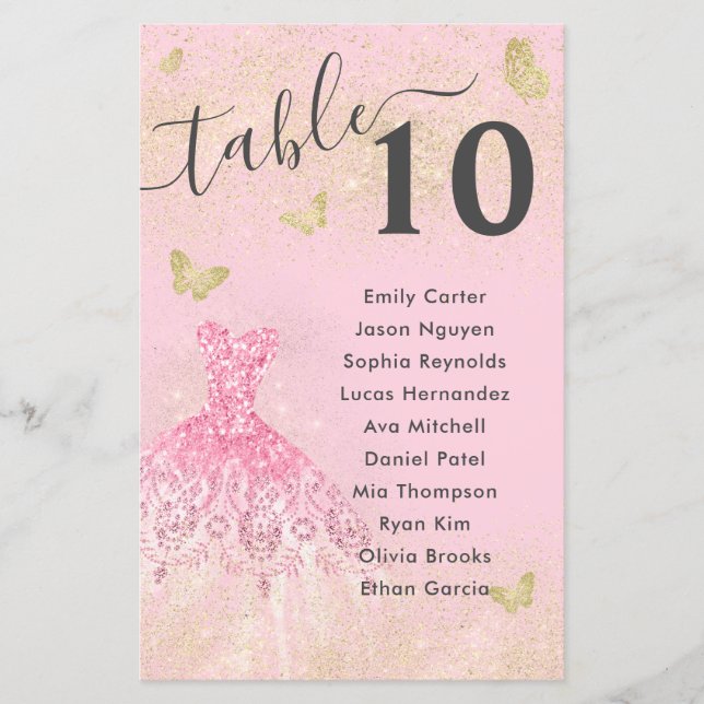Papier Parties scintillant en or rose pâle Gown Quinceane (Devant)