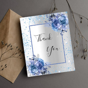 Papier Parties scintillant florale bleu argenté élégant c