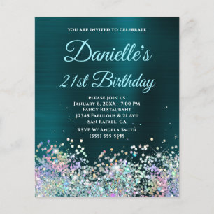 Papier Parties scintillant Holo Turquoise foncé 21e Invit