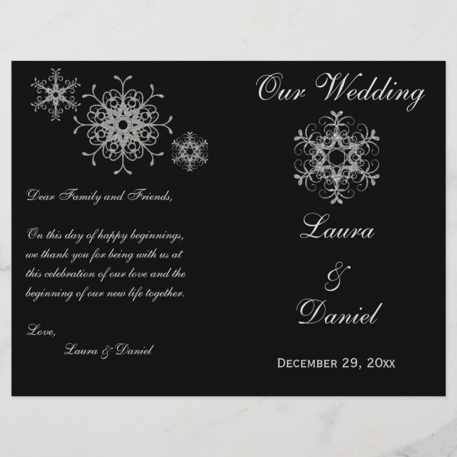 Papier Parties scintillant noire et argent Snowflakes Pro (Devant)