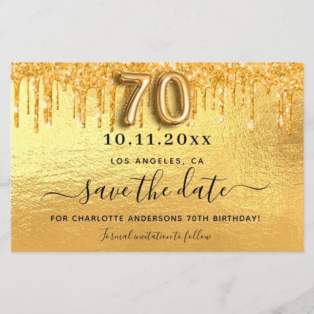 Papier parties scintillant or 70e anniversaire enregistre (Devant)