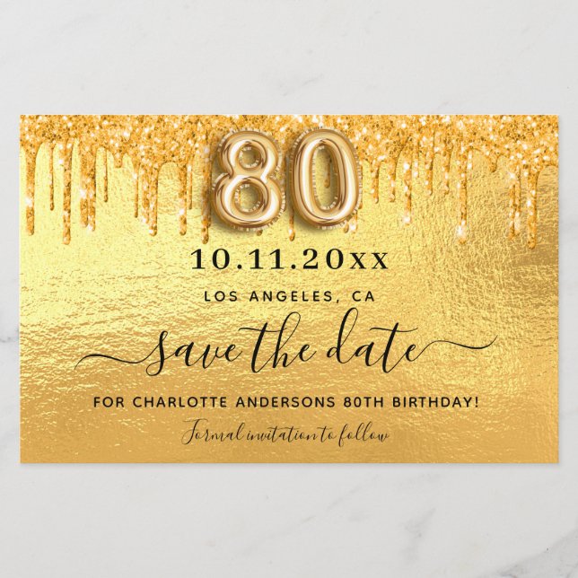 Papier parties scintillant or de 80e anniversaire enregis (Devant)