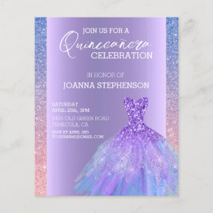 Papier Parties scintillant Robe Quinceanera Violet Ombre