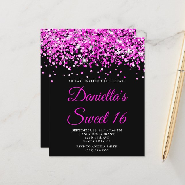 Papier Parties scintillant rose chaud budget Black Sweet  (Devant/Arrière en situation)