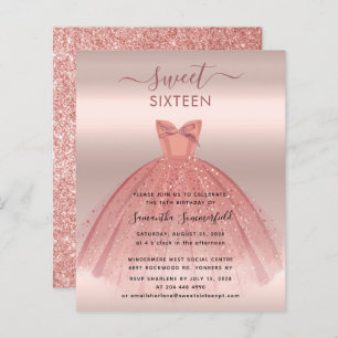 Papier Parties scintillant Rose Gold Script Sweet 16 Part
