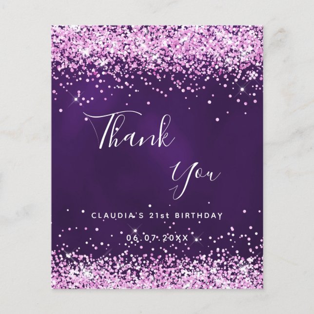 Papier Parties scintillant rose violet brillant merci (Devant)