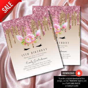 Papier Parties scintillant Unicorn Rose or rose goutte 13