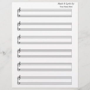 Papier Partition vierge piano 6 portées